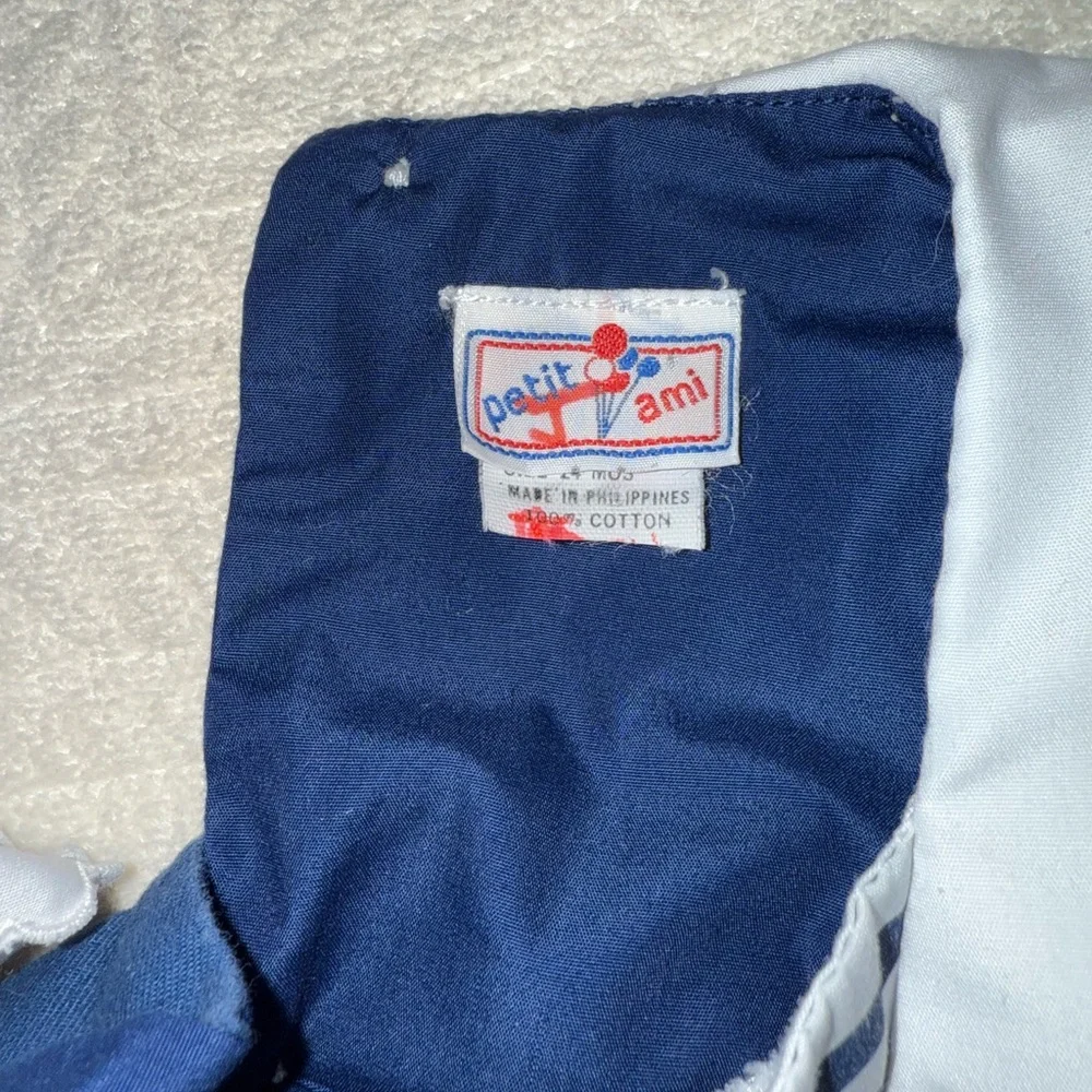 Vintage Petit Ami Nautical Blue Sailor Kids One Piece romper size 24 months